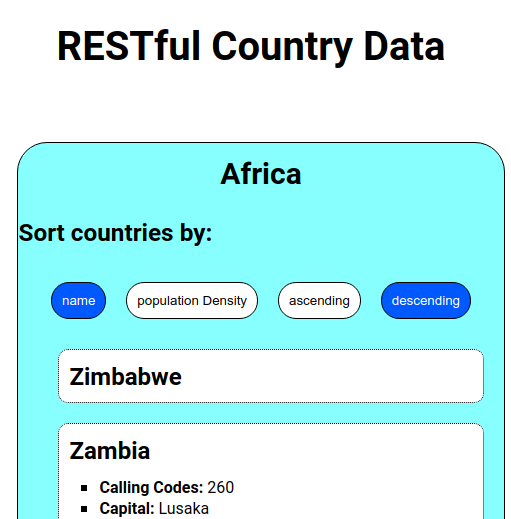 REST Country data react app